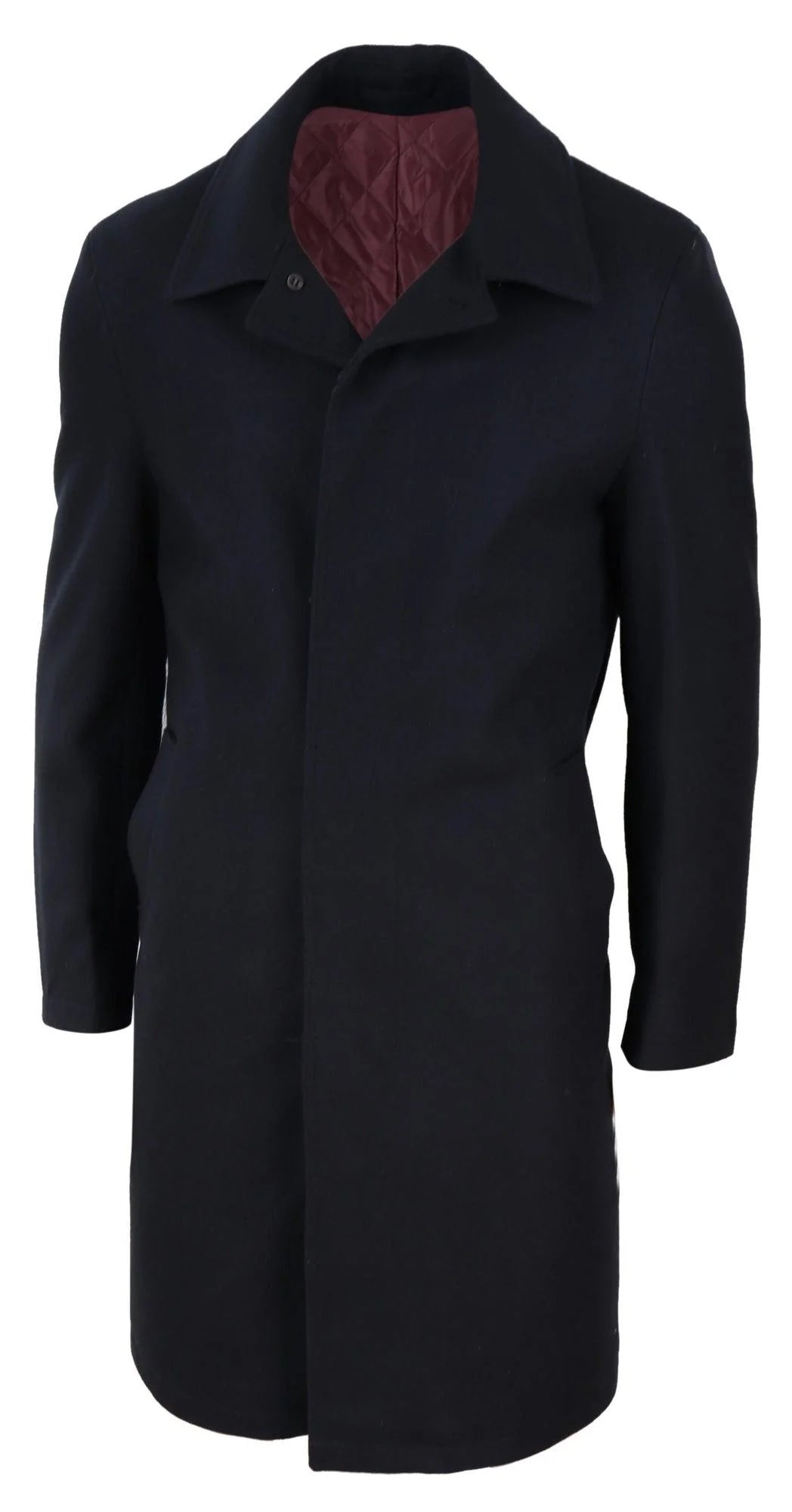 Mens Long Black Wool Overcoat