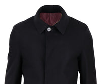 Mens Long Black Wool Overcoat