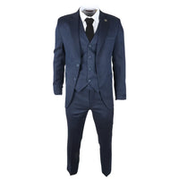 IM07 - Men's 3 Piece Navy Blue Classic Suit