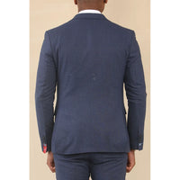 TP-24 - Men's Navy 3 Piece Linen Summer Wedding Suit