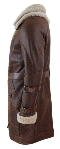 Mens 3/4 Shearling Sheepskin Long Jacket