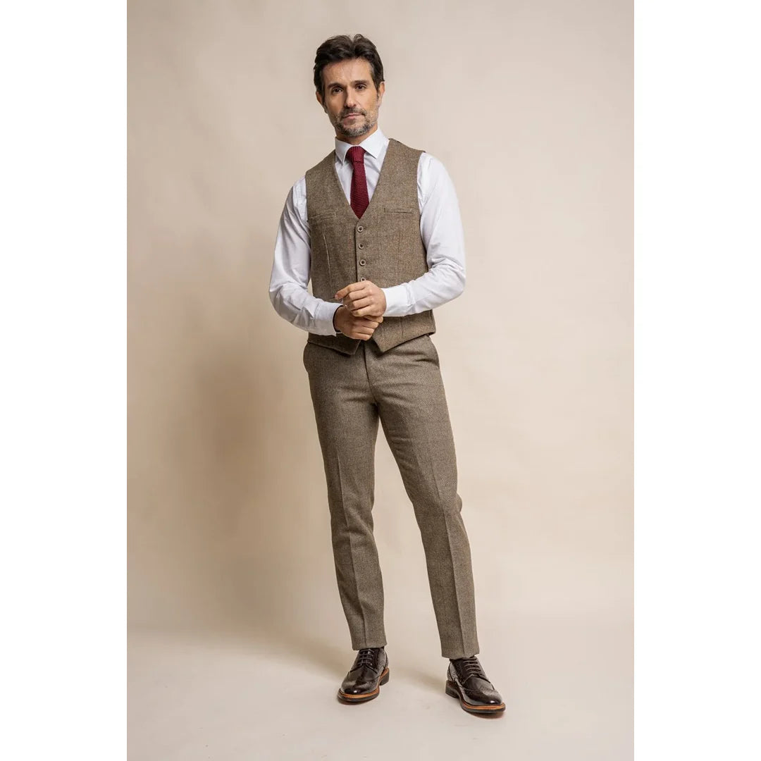 Gaston - Men's Tweed Olive Check Waistcoat