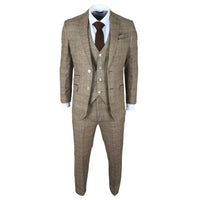 Liam - Men's 3 Piece Brown Checked Suit