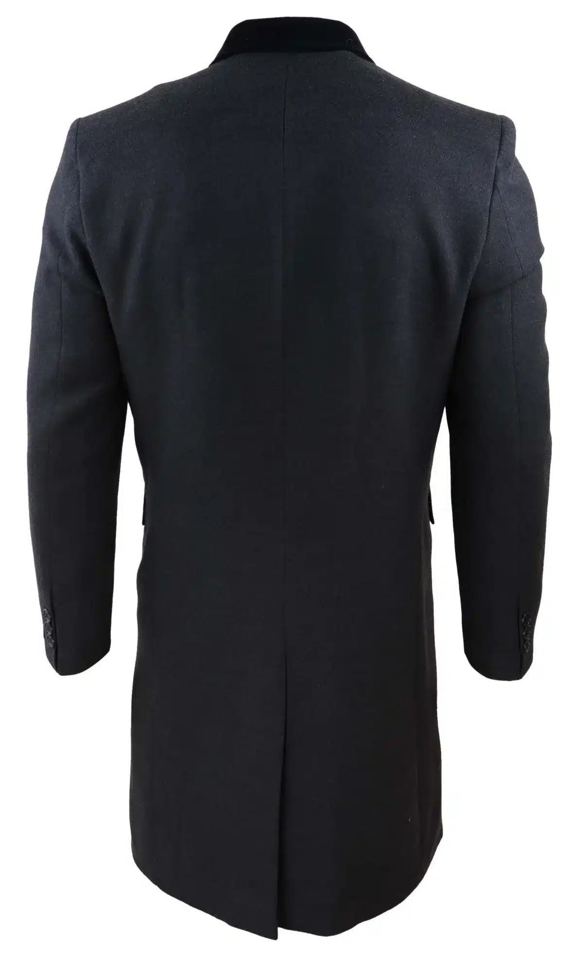 Mens 3/4 Long Double Breasted Charcoal Overcoat