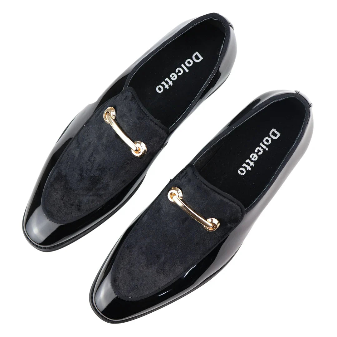 Men's Moccasin Loafers Shoes Leather Black Lined Slip On Velvet Smart Formal Shoe