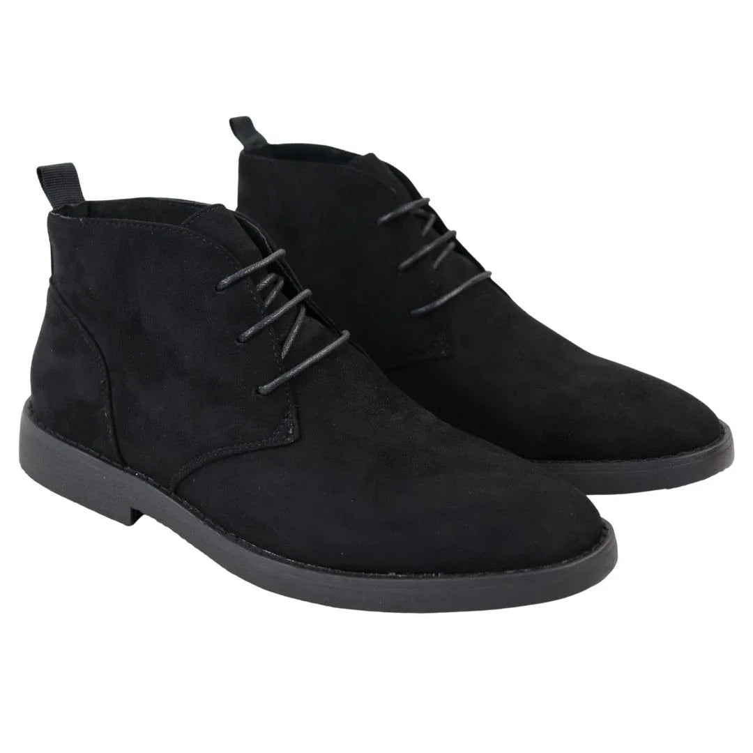 Mens's Chukka Desert Lace Up Black Ankle Boots