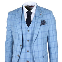 Plowman - Men's Light Blue Checked Blazer