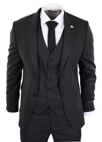 Black Pinstripe 3 Piece Suit - RK20-30