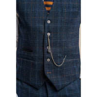 Cody - Men's Navy Blue Check Waistcoat
