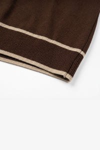 Braunes Herren-Strickshirt, normale Passform, Rundhalsausschnitt mit Kontrastbesatz