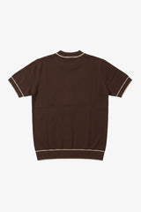 Braunes Herren-Strickshirt, normale Passform, Rundhalsausschnitt mit Kontrastbesatz
