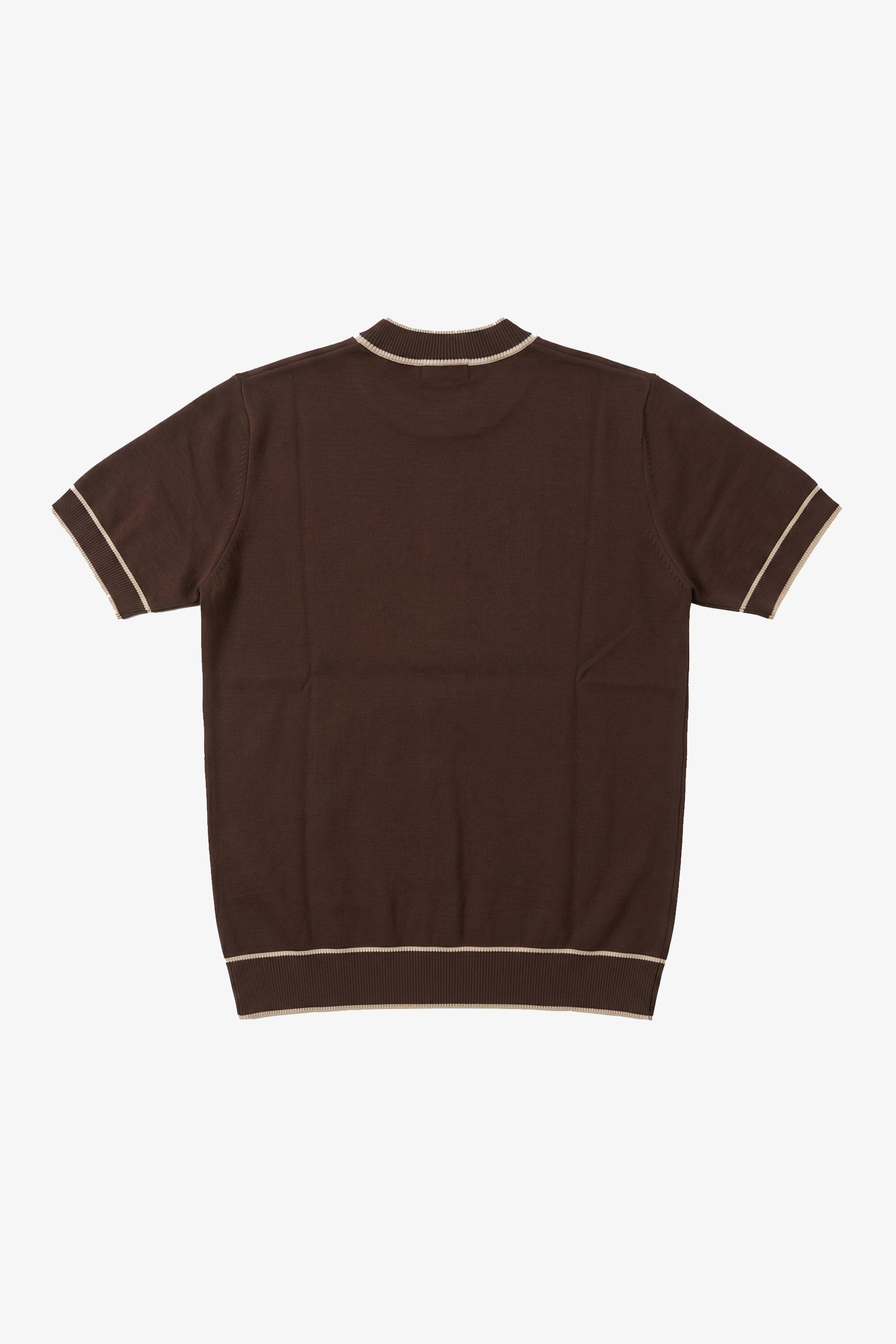 Braunes Herren-Strickshirt, normale Passform, Rundhalsausschnitt mit Kontrastbesatz