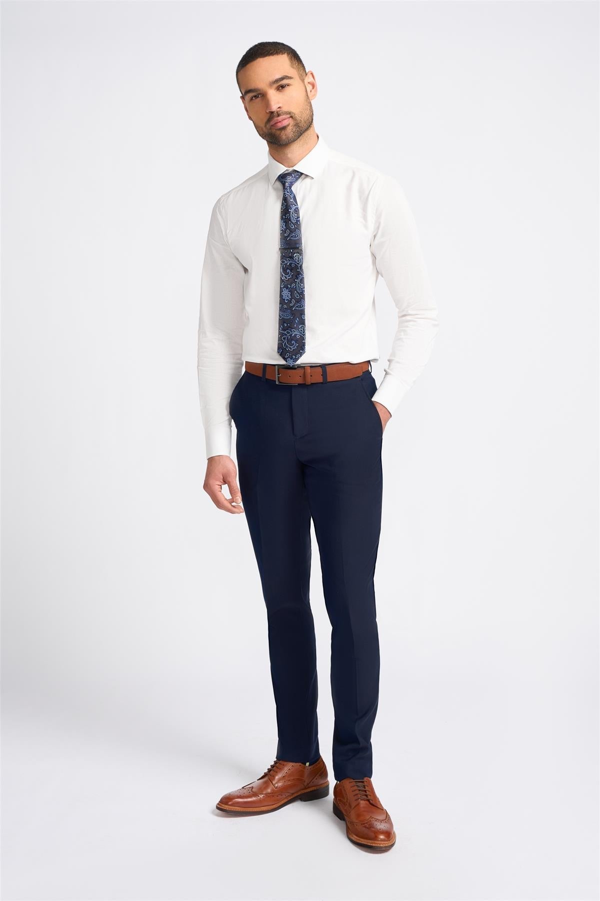 Baresi - Klassische Hose für Herren, einfarbig, Marineblau