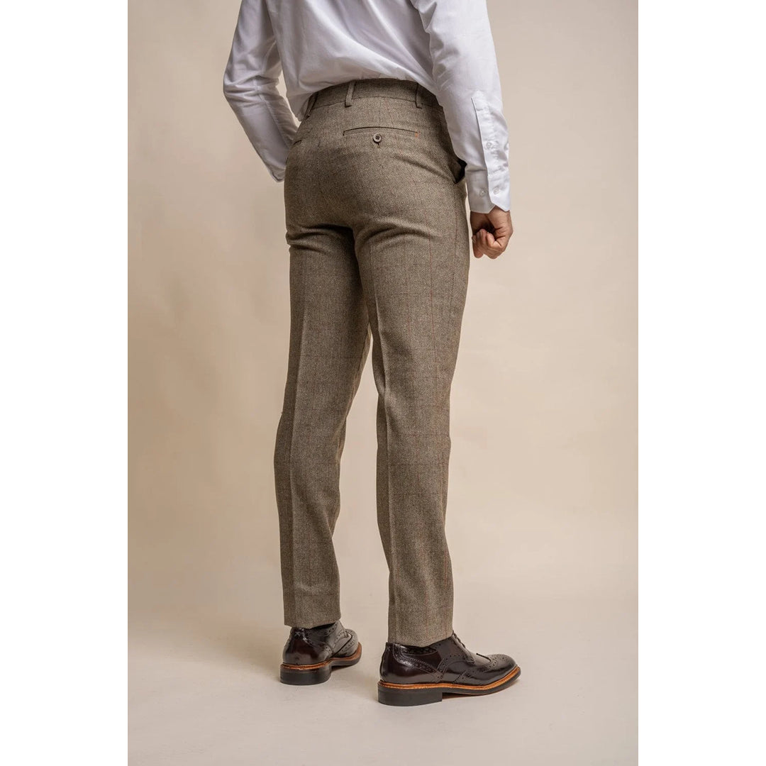 Gaston - Olivgrün karierte Tweedhose für Herren