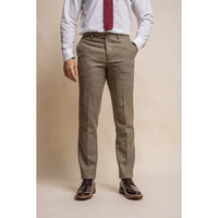 Gaston - Olivgrün karierte Tweedhose für Herren