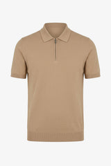 Beiges Poloshirt mit Reißverschlusskragen für Herren