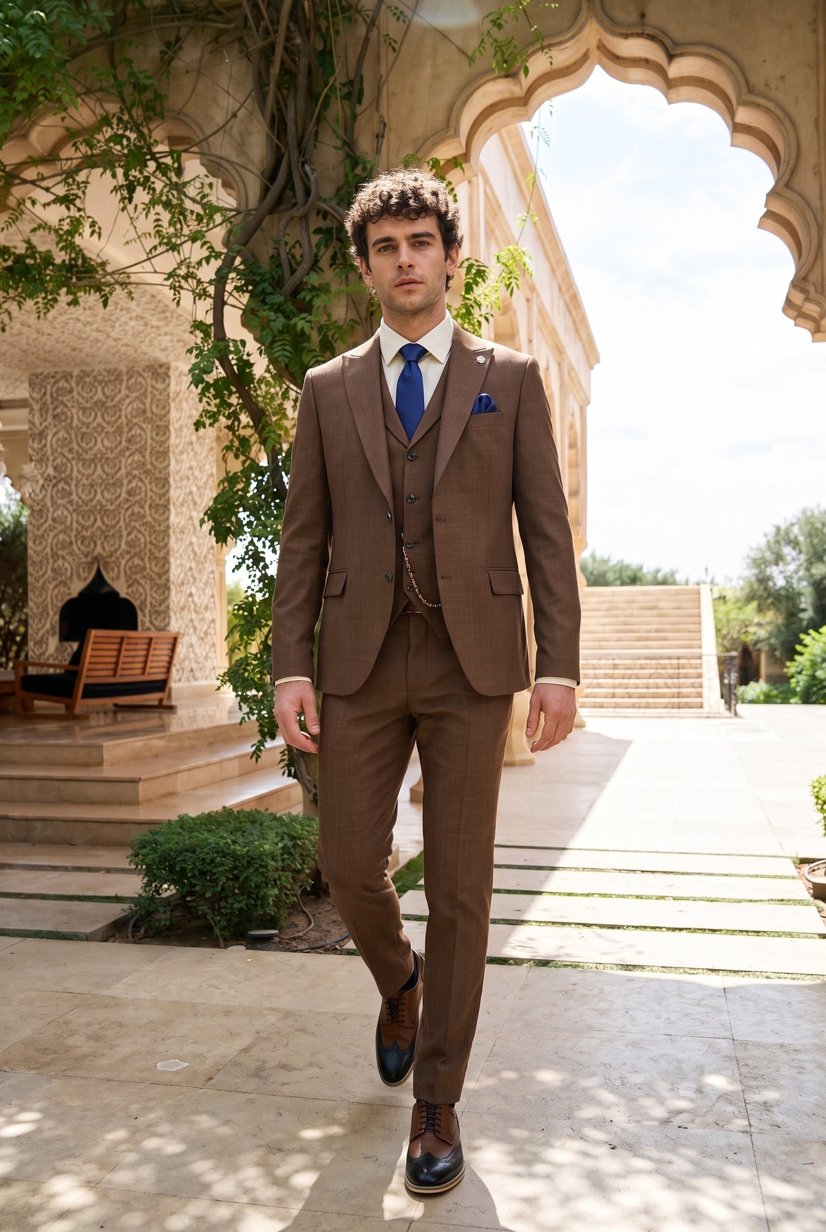 Look #328 styled with James Herrenanzug, 3-teilig, schlicht, braun, klassische Passform