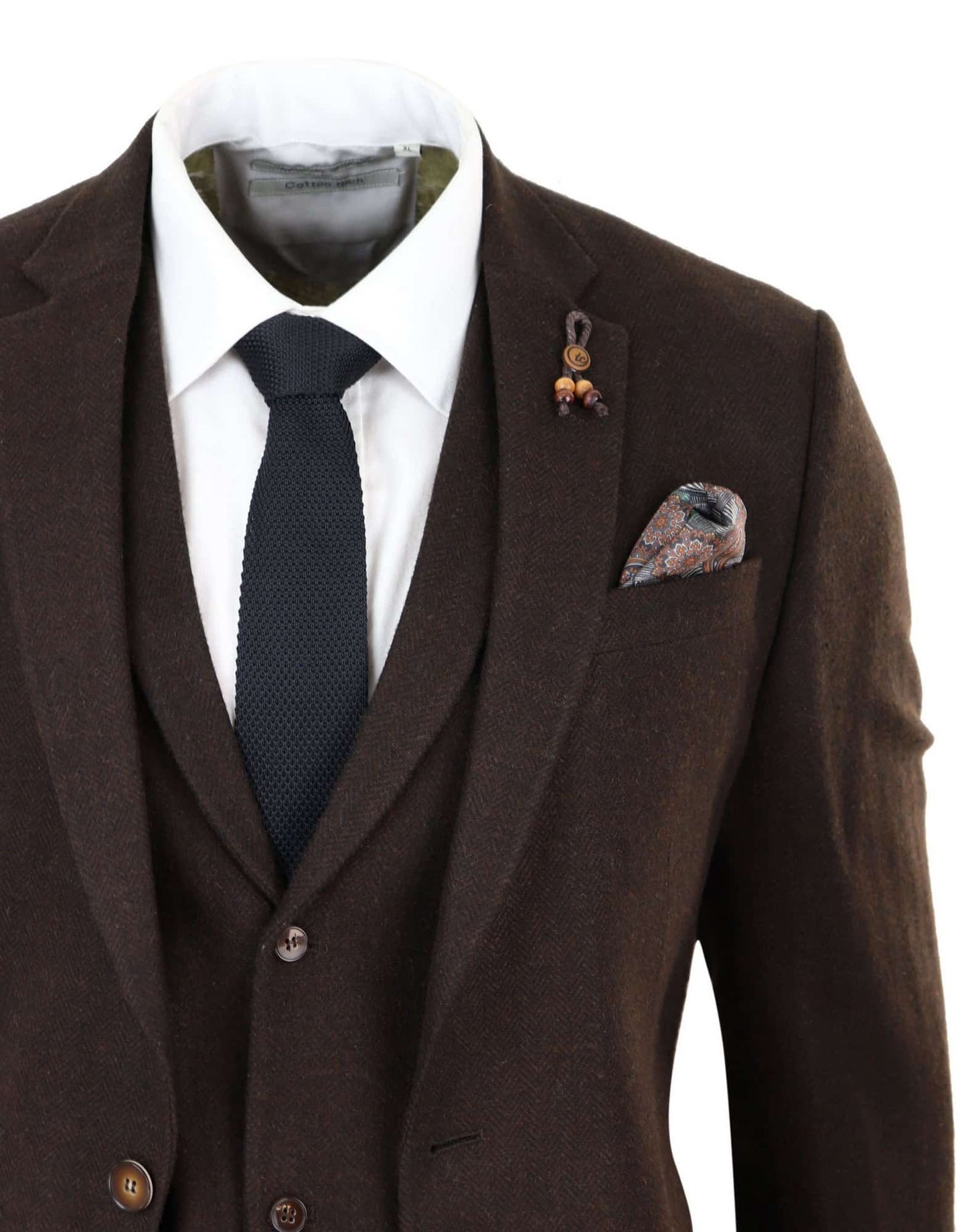 Brown Herringbone Tweed 3 Piece Suit