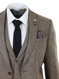 Oak-Brown Herringbone Tweed 3 Piece Suit