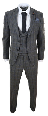 Grey Check 3 Piece Tweed Suit