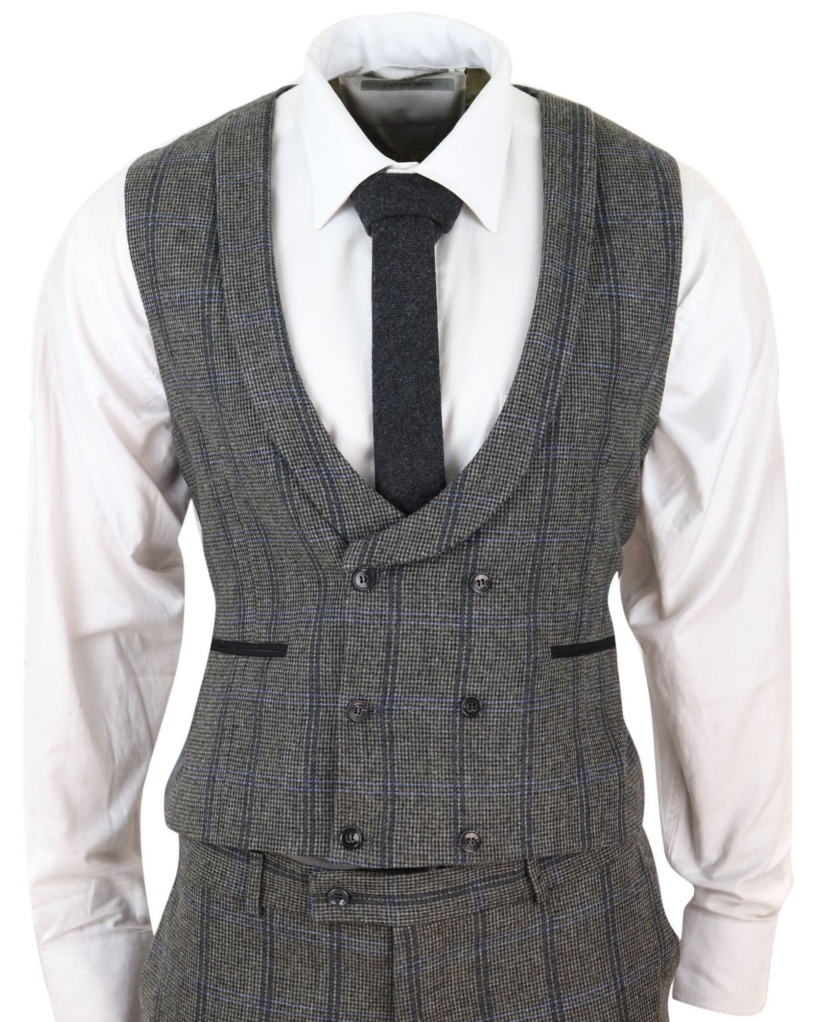 Grey Check 3 Piece Tweed Suit