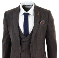 Brown Check 3 Piece Tweed Suit