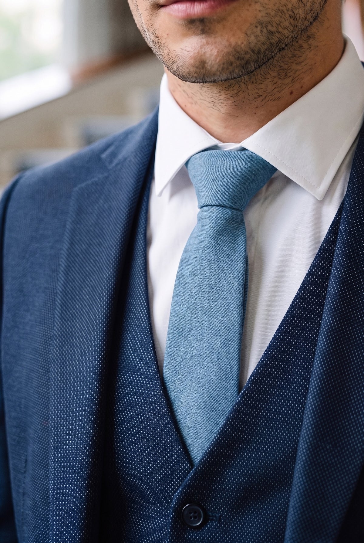 Herrenkrawatte in Hellblau mit Wildlederfinish