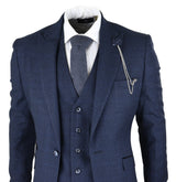 Cavani Connall - Men's Navy-Blue Check Vintage Suit