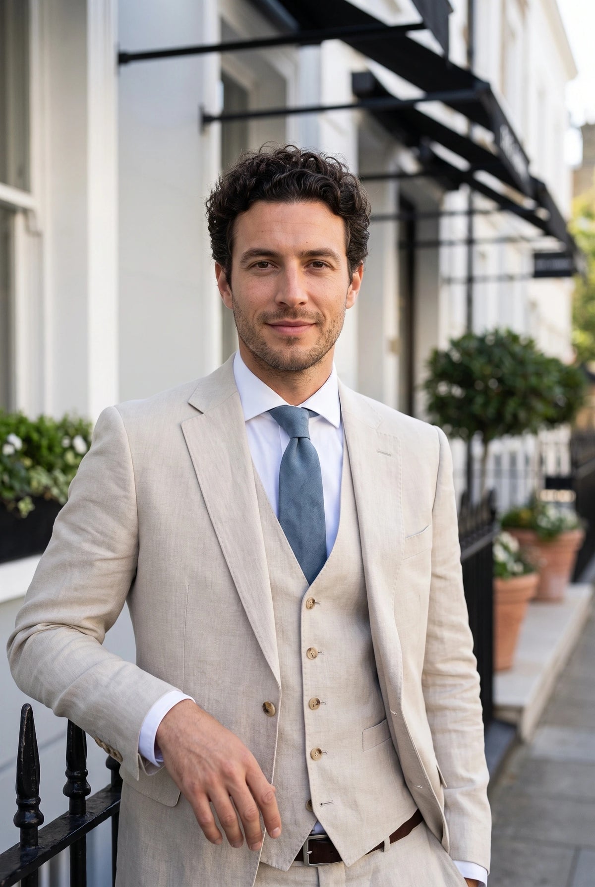 Herrenkrawatte in Hellblau mit Wildlederfinish
