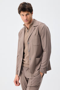 Herrenblazer aus weichem Jersey in Taupe-Braun, elegant-lässig