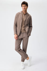 Herrenblazer aus weichem Jersey in Taupe-Braun, elegant-lässig