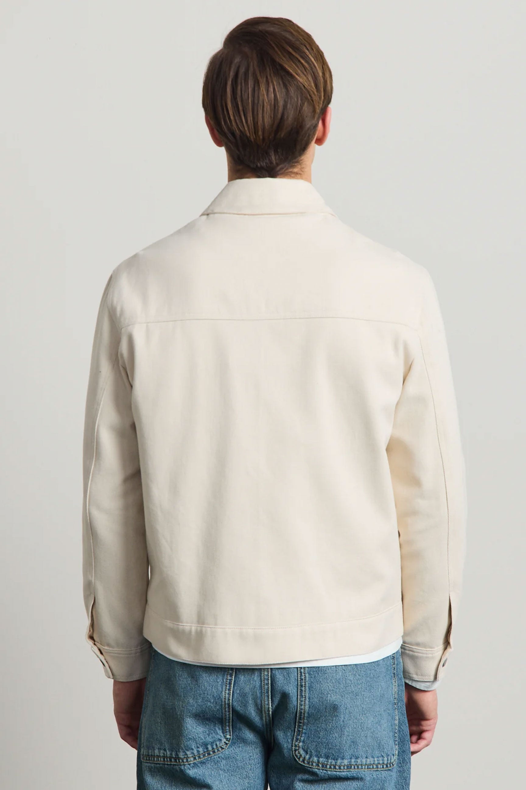 Beige Herren-Baumwoll-Twilljacke - Trucker-Overshirt