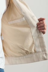 Beige Herren-Baumwoll-Twilljacke - Trucker-Overshirt