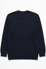 Herren-Sweatshirt mit Rundhalsausschnitt, langen Ärmeln und Stretchanteil aus Baumwollmischgewebe in Marineblau