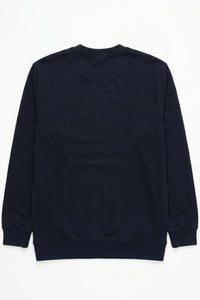 Herren-Sweatshirt mit Rundhalsausschnitt, langen Ärmeln und Stretchanteil aus Baumwollmischgewebe in Marineblau