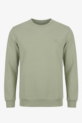 Herren-Sweatshirt in Salbeigrün aus Baumwollmischgewebe mit Rundhalsausschnitt, langen Ärmeln und Stretchanteil