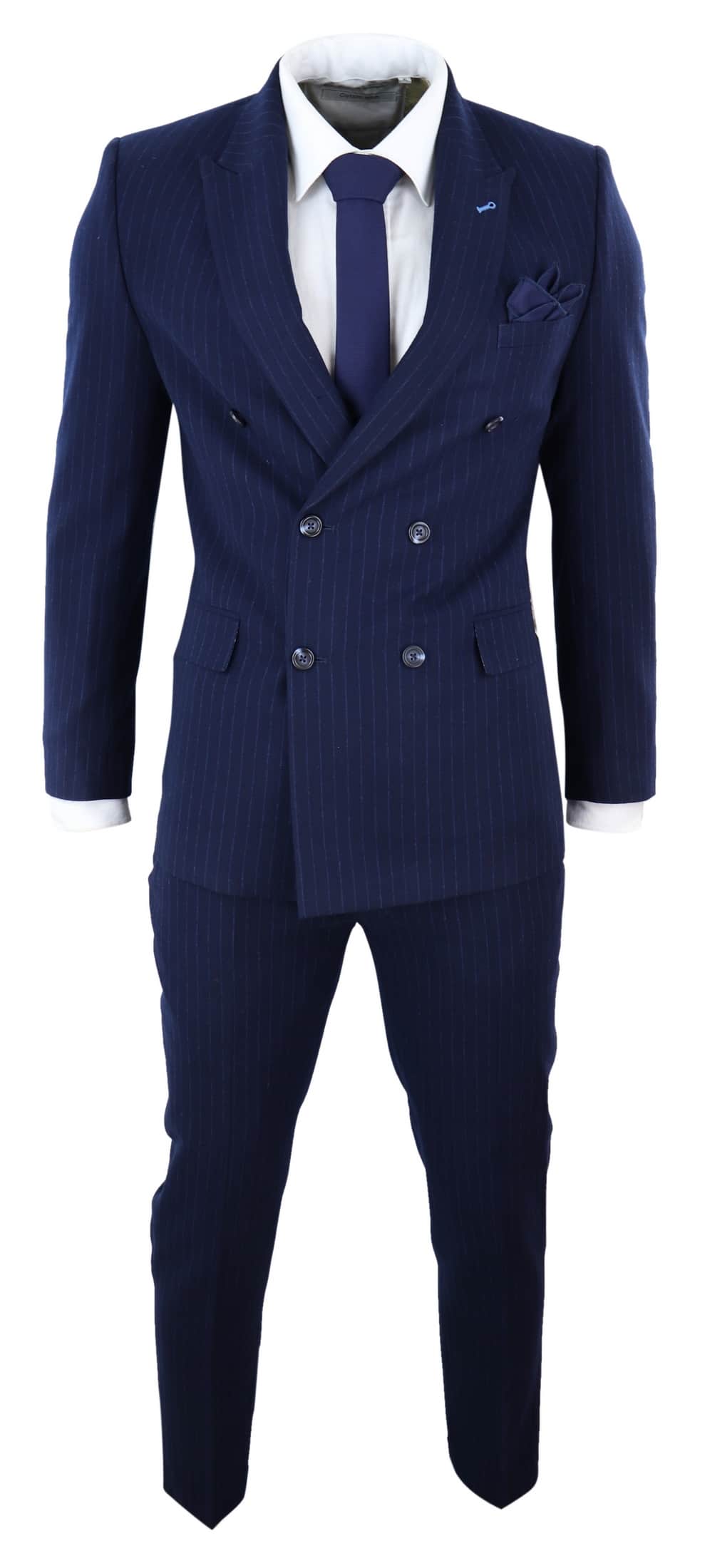 Navy-Blue Pinstripe Double Breasted Mafia Suit