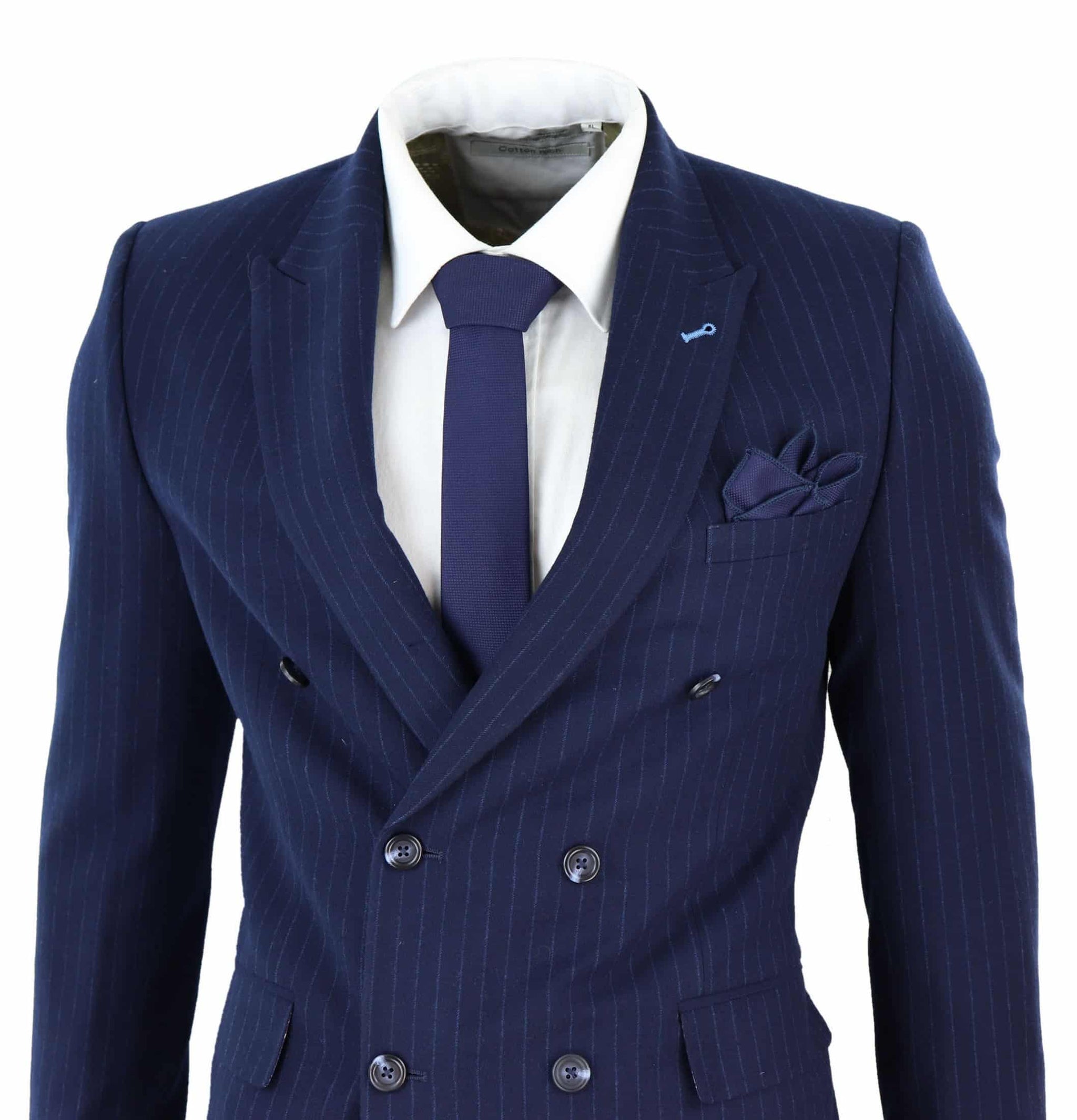 Navy-Blue Pinstripe Double Breasted Mafia Suit