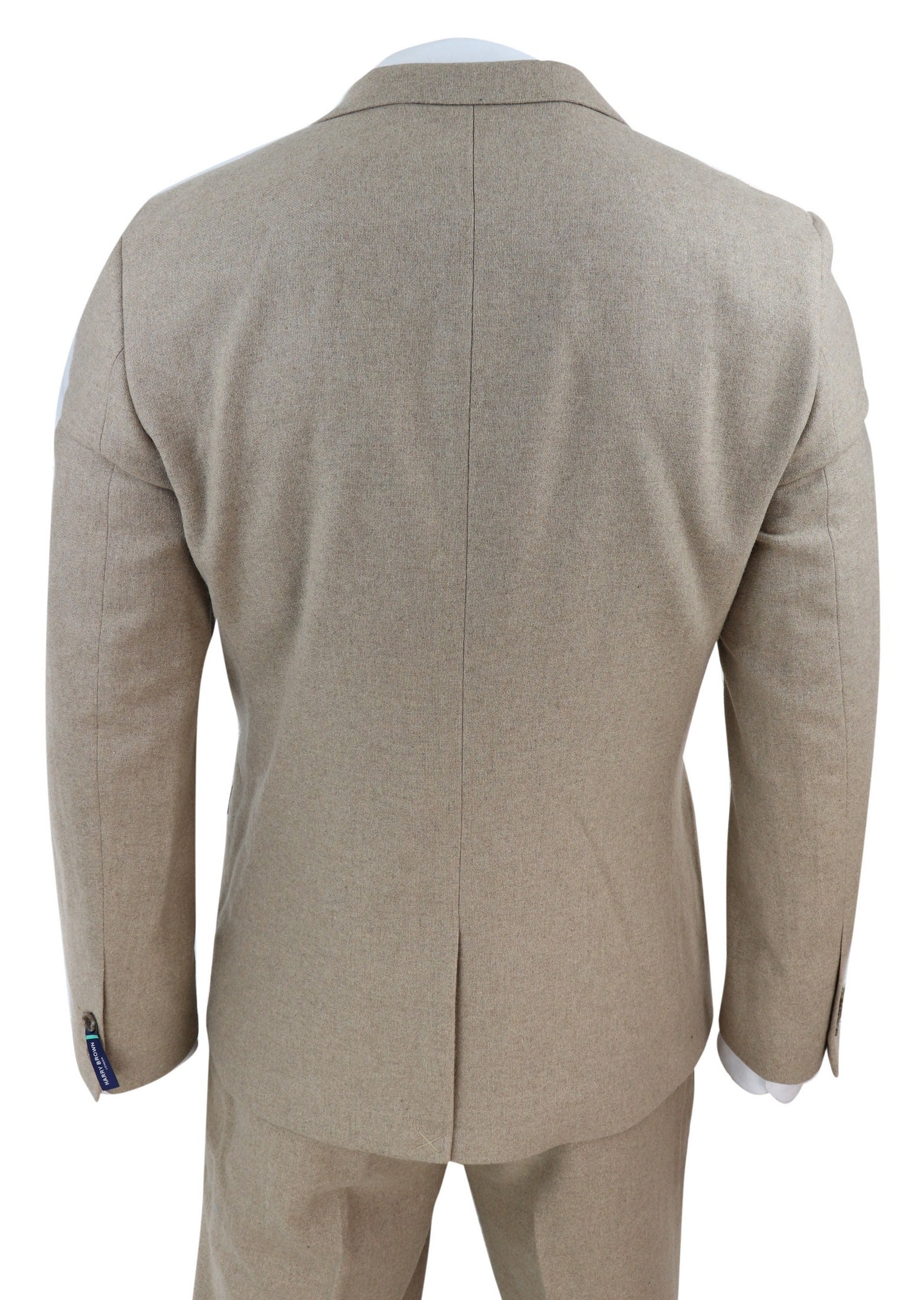 Men's Beige 3 Piece Wool Suit
