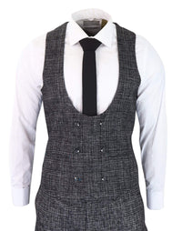 Men's Charcoal-Grey Check 3 Piece Suit