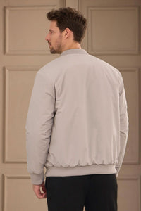 Schwarze und beige, wendbare Bomberjacke für Herren, leichte Steppjacke, 2-in-1