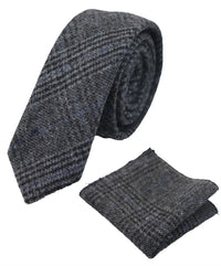 Compare Color Mens Tweed Herringbone Grey Tie Pocket Square Check Classic