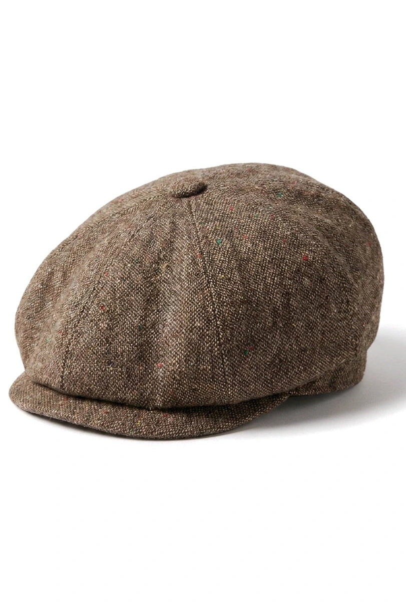 8 Panel Baker Boy Cap Shelby Hut Wolle Tweed Klassisch Braun Rasiermesser