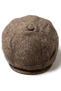 8 Panel Baker Boy Cap Shelby Hut Wolle Tweed Klassisch Braun Rasiermesser