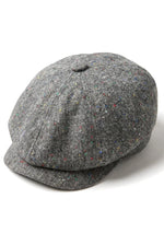 8 Panel Baker Boy Cap Shelby Hut Wolle Tweed Klassisch Grau Razor