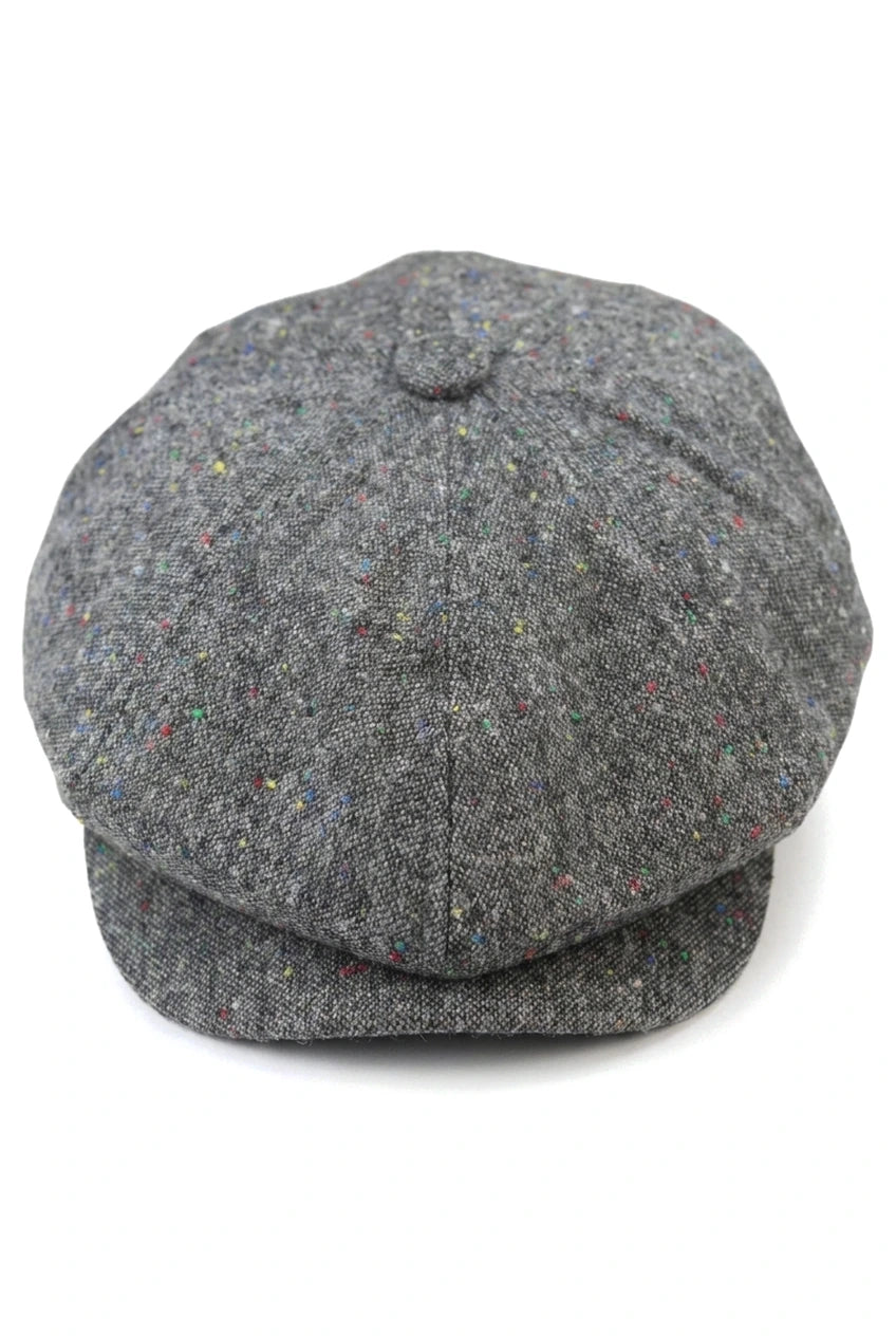 8 Panel Baker Boy Cap Shelby Hut Wolle Tweed Klassisch Grau Razor