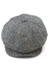8 Panel Baker Boy Cap Shelby Hut Wolle Tweed Klassisch Grau Razor