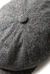 8 Panel Baker Boy Cap Shelby Hut Wolle Tweed Klassisch Grau Razor