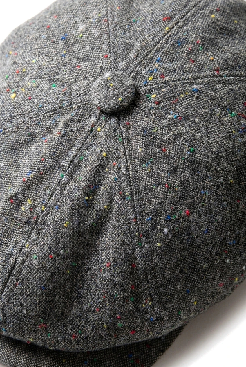 8 Panel Baker Boy Cap Shelby Hut Wolle Tweed Klassisch Grau Razor