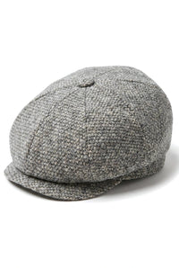 8 Panel Baker Boy Cap Shelby Hut Wolle Tweed Klassisch Hellgrau Razor